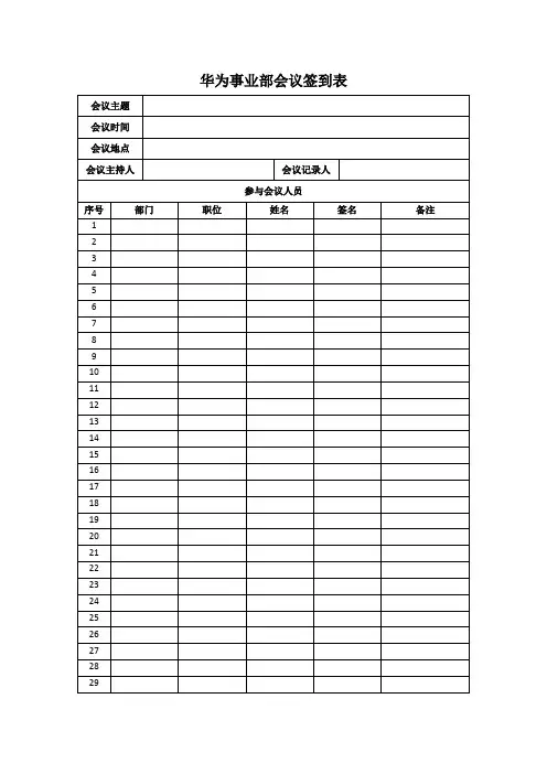 华为会议签到表和会议纪要表(完整版)