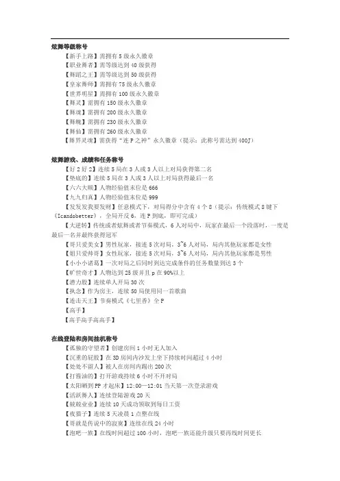 QQ炫舞称号大全及获得方法(最新最全)