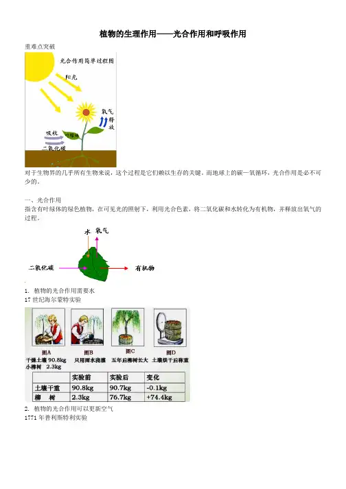中考生物专题复习六绿色植物的光合作用和呼吸作用讲义新人教版