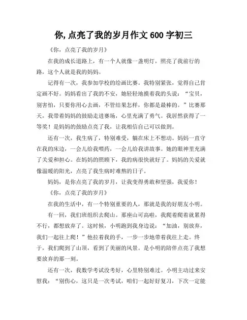 你,点亮了我的岁月作文600字初三