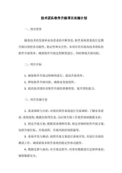 技术团队软件升级项目实施计划