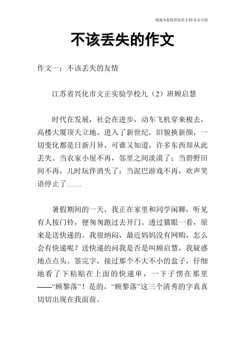 不该丢失的作文