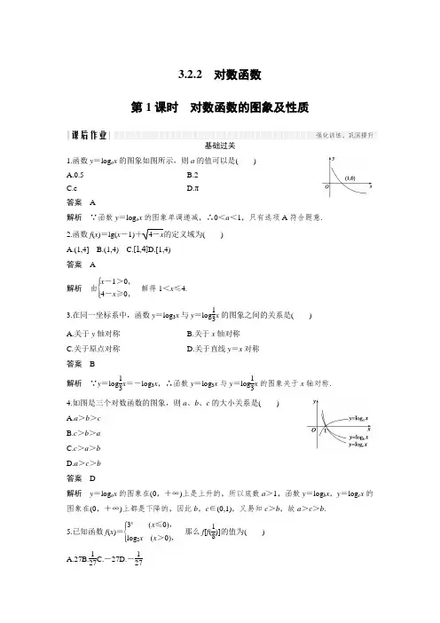 课时作业14：第1课时　对数函数的图象及性质