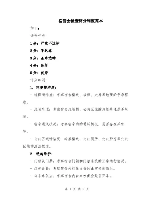 宿管会检查评分制度范本
