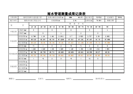 雨水测量成果记录表