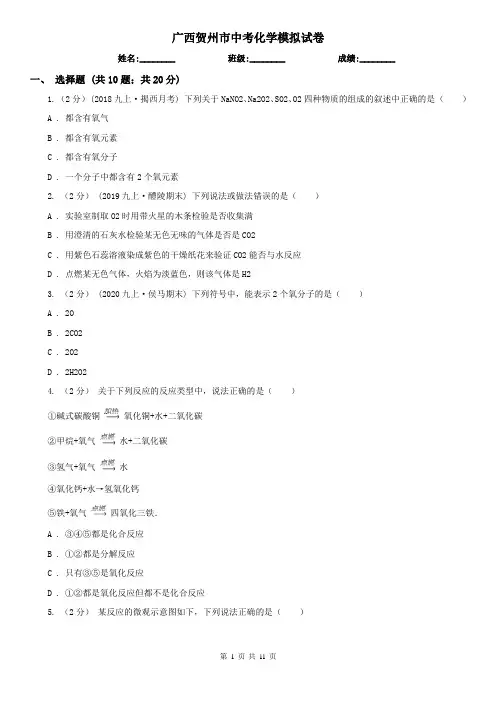 广西贺州市中考化学模拟试卷