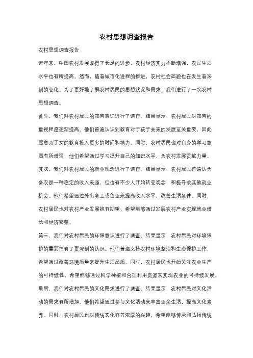农村思想调查报告