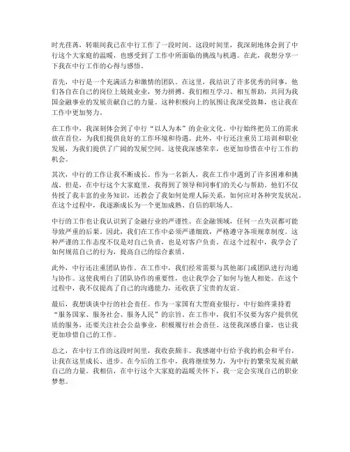 中行工作感想