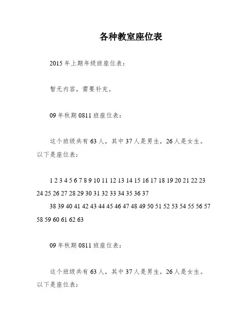 各种教室座位表