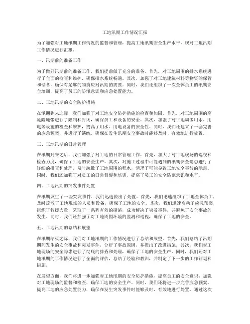 工地汛期工作情况汇报