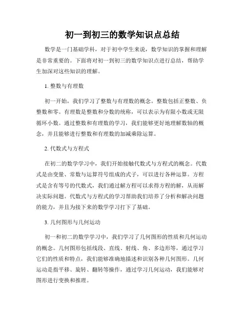 初一到初三的数学知识点总结