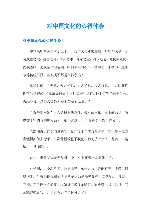 对中国文化的心得体会