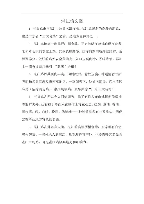 湛江鸡文案