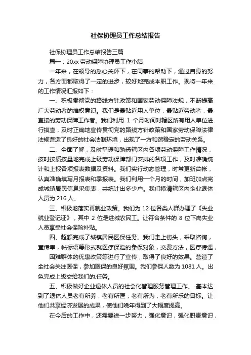 社保协理员工作总结报告