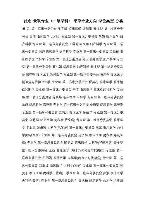 南方医科大学2016年博士研究生拟录取名单