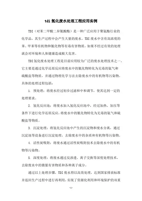 tdi氢化废水处理工程应用实例