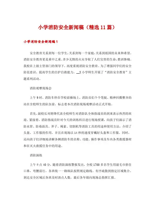 小学消防安全新闻稿(精选11篇)