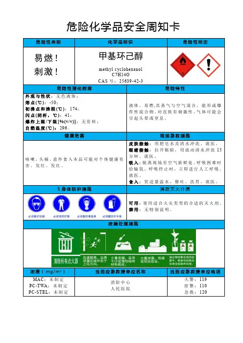 甲基环己醇-危险化学品安全周知卡