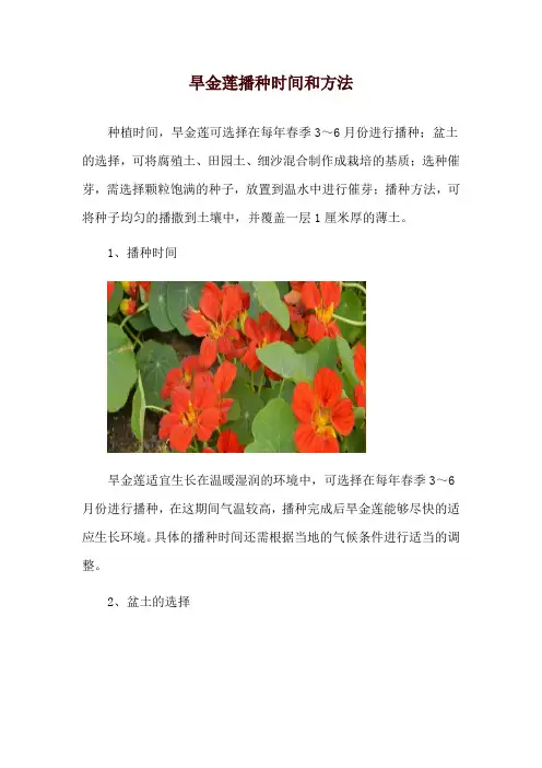 旱金莲播种时间和方法