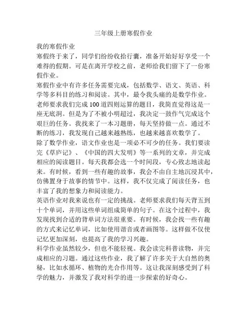 三年级上册寒假作业
