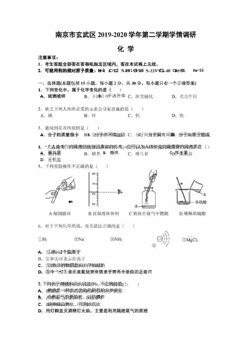 do_2019-2020学年06月09日南京玄武区中考一模化学试卷+解析.pdf