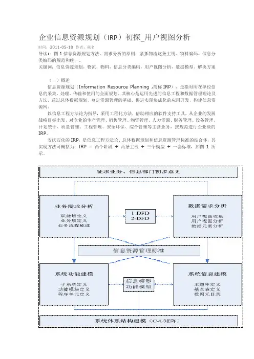 企业信息资源规划(IRP)初探_用户视图分析