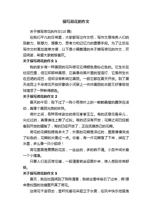 关于描写荷花的作文（10篇）