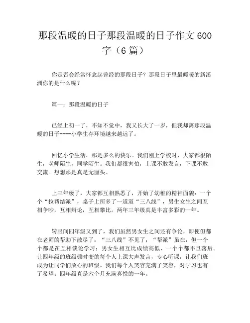 那段温暖的日子那段温暖的日子作文600字(6篇)