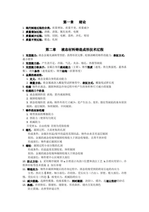 材料成形技术基础知识总结