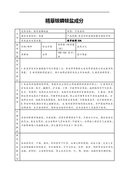 精草铵膦铵盐成分