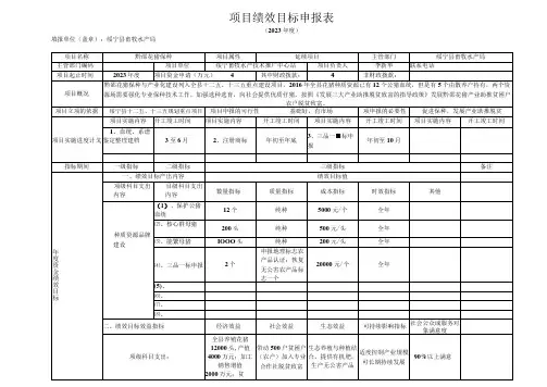 项目绩效目标申报表