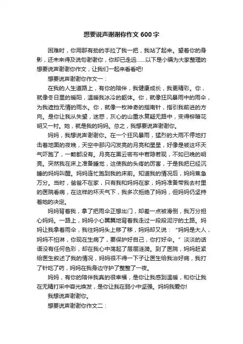 想要说声谢谢你作文600字