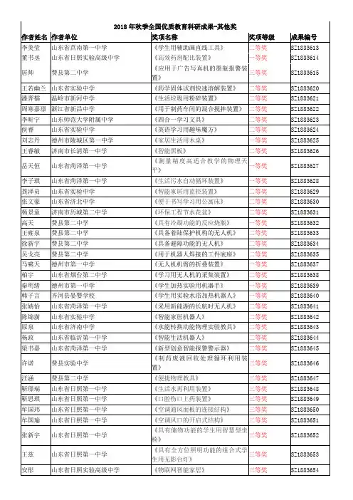 2018年秋季全国优质教育科研成果