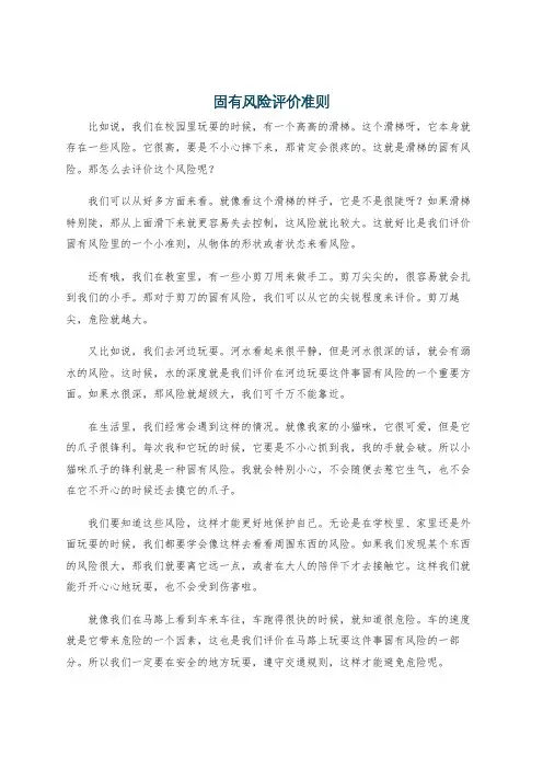 固有风险评价准则