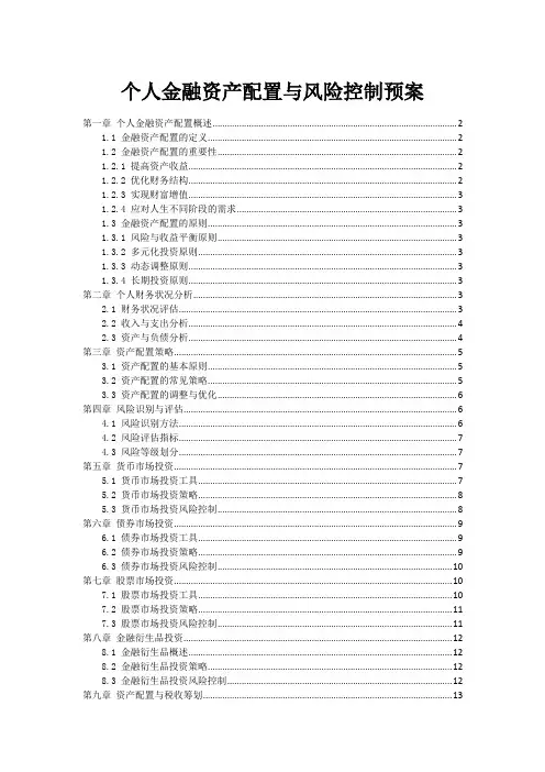 个人金融资产配置与风险控制预案