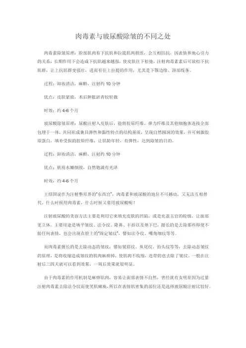 肉毒素与玻尿酸除皱的不同之处