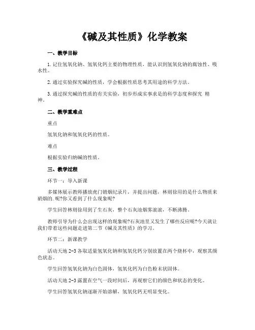 《碱及其性质》化学教案