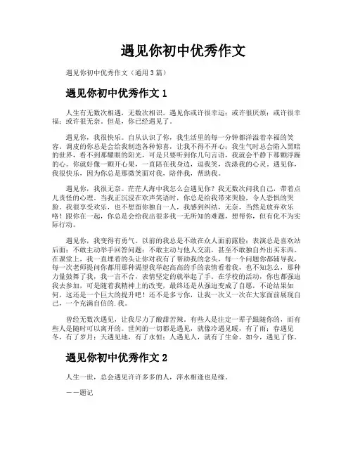 遇见你初中优秀作文