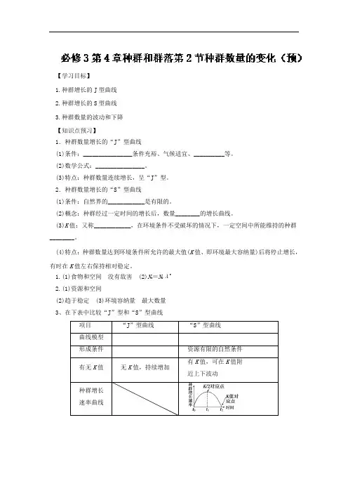 专题4-2 种群数量的变化预-2017-2018学年高二生物同步课堂必修3 含解析 精品