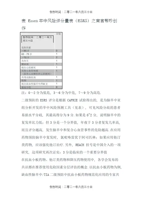 Essen卒中风险评分量表