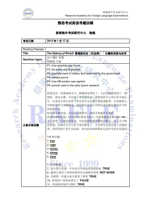 150117_雅思考试阅读考题回顾