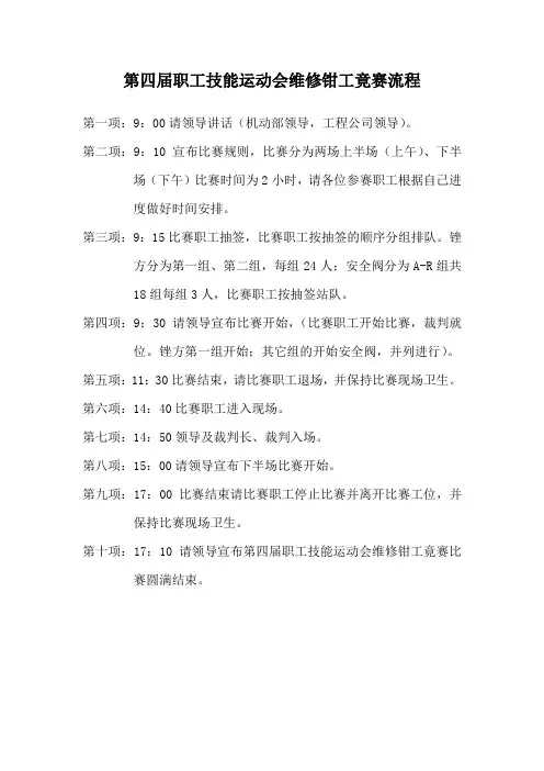 第四届职工技能运动会维修钳工竟赛流程