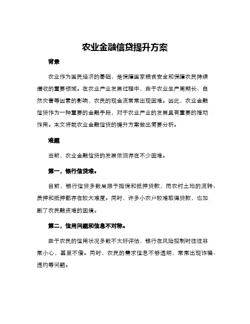 农业金融信贷提升方案