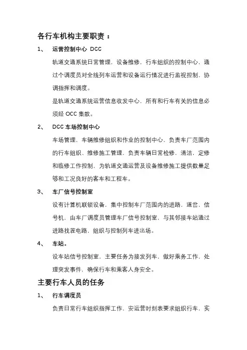 行车指挥体系各部门人员岗位职责