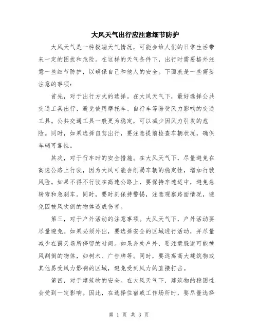 大风天气出行应注意细节防护