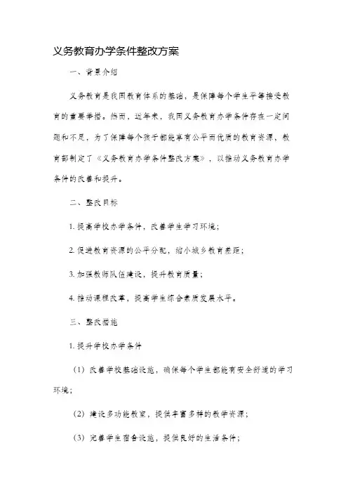 义务教育办学条件整改方案