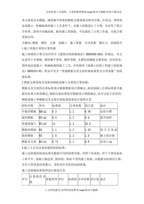 模板荷载计算