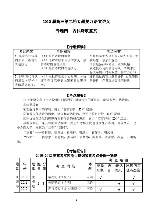 2013届高三第二轮专题复习语文讲义