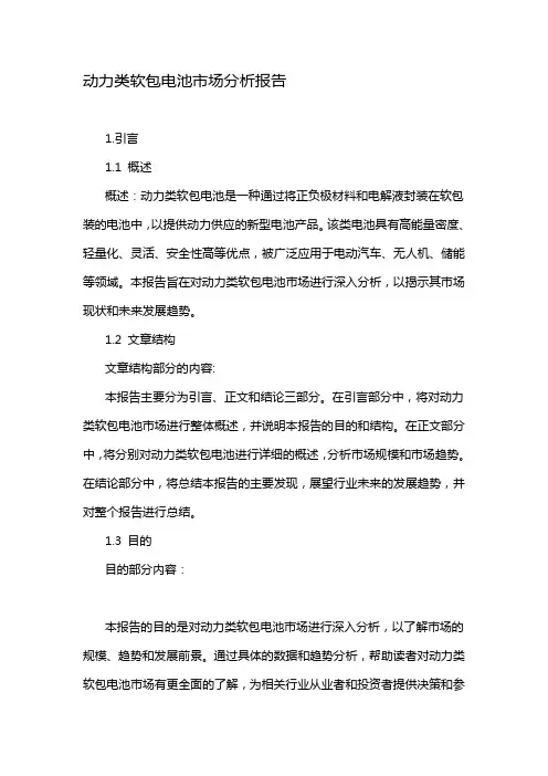 动力类软包电池市场分析报告