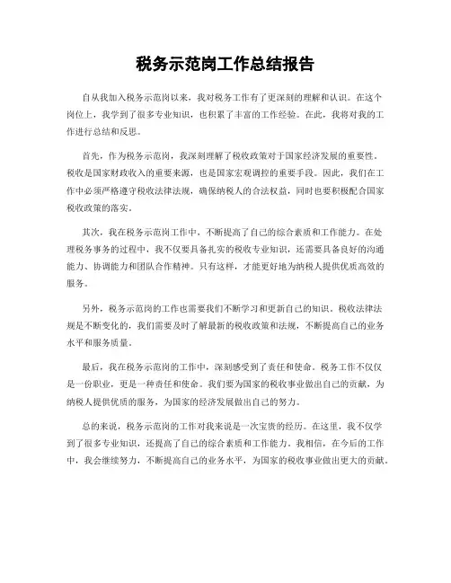 税务示范岗工作总结报告